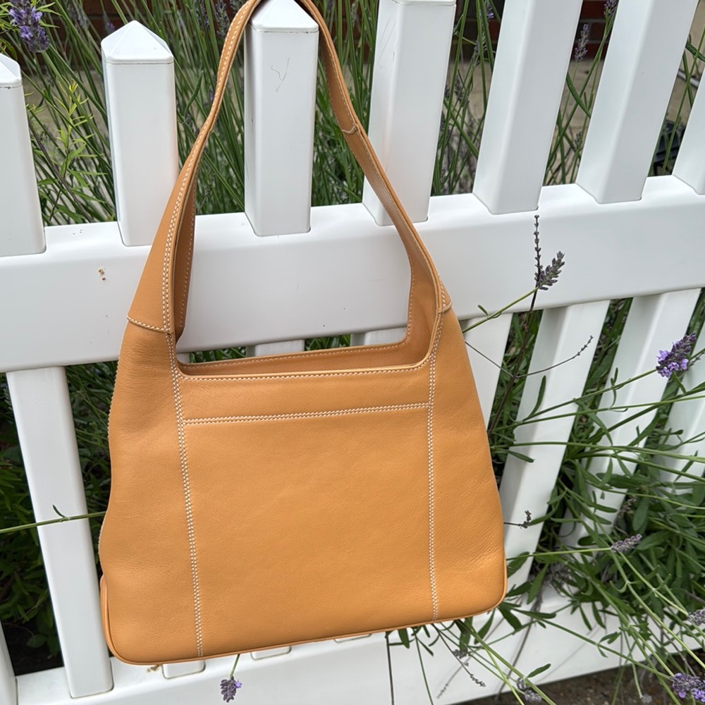 NWOT Salvatore Ferragamo Tan Pebbled Leather Shoulder Bag with Silver Hardware